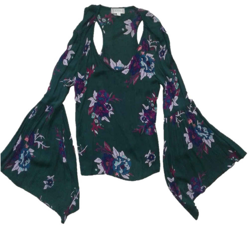 Women's Altar'd State XS Green Floral Blouse